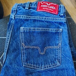 Kimes Ranch Blue Bootcut Jeans with Signature Wave Design